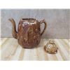 Image 2 : Carved Ceramic Teapot w/ Lid 9"H