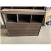 Image 1 : Twin Size Brown Wooden Headboard with Storage Cubbies