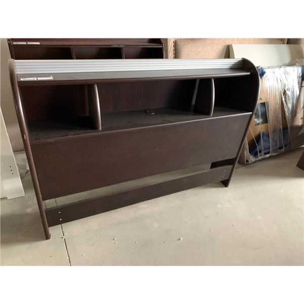 Doble Size Brown Finish Wooden Headboard with 3 Storage/ Display Shelves