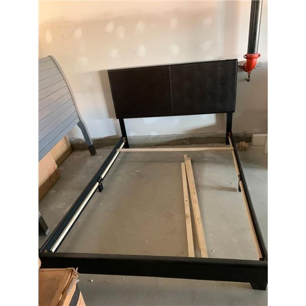 Brown Leather Like Queen Size Headboard  with Wooden Bedframe