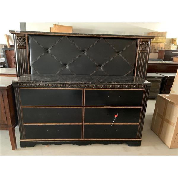 King Size Bedroom Set - Headboard, Footboard, Bedframe and 6 Drawer Chest Dresser