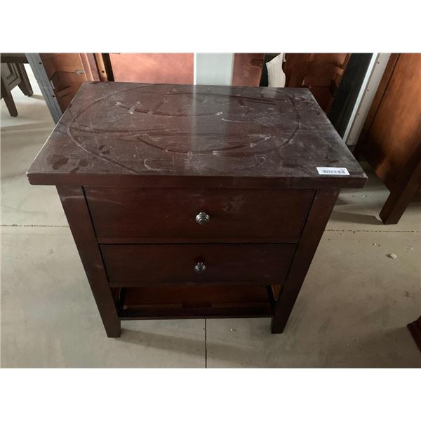 2 Drawer Brown Wooden Night Table