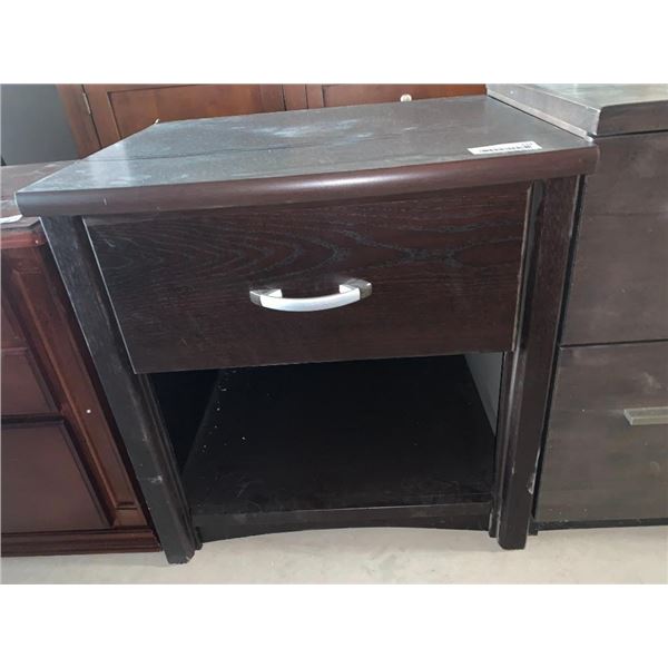 Brown Single Drawer Wooden Bedside Table