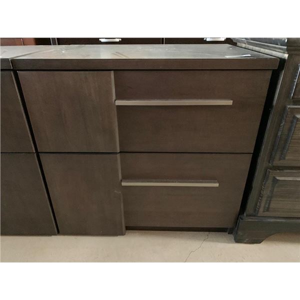 Brown Wooden 2 Drawer Bedside Table