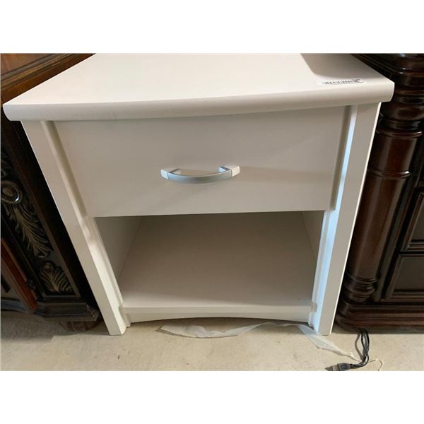 Single Drawer White Bedside Table