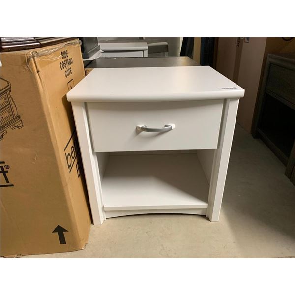 White Single Drawer Curved Top Night Stand