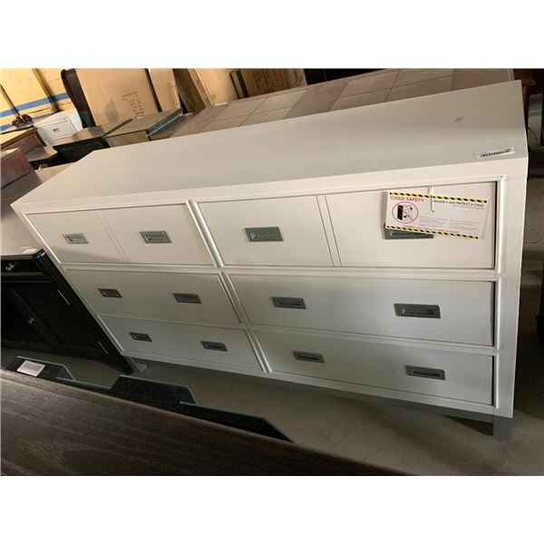 White & Chrome Hardware 6 Drawer Dresser