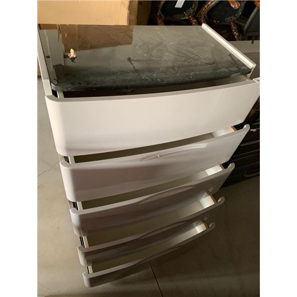 White Laquered 6 Drawer Upright Chest