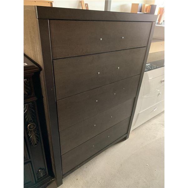 Medium Brown Wood Grain 5 drawer chest