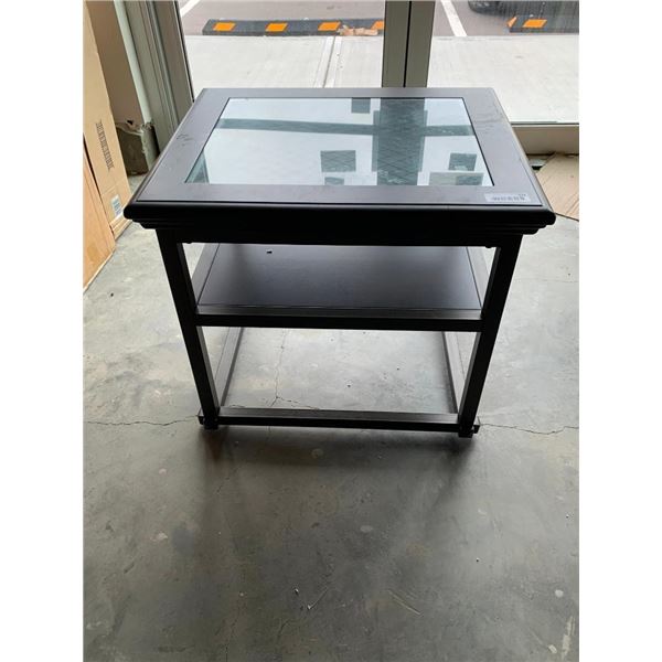 Glass Top Wood Side Table