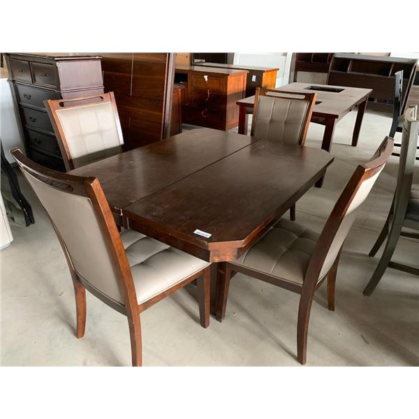Dinning room Table Set with storage Leaf table & 4 upholstered chairs