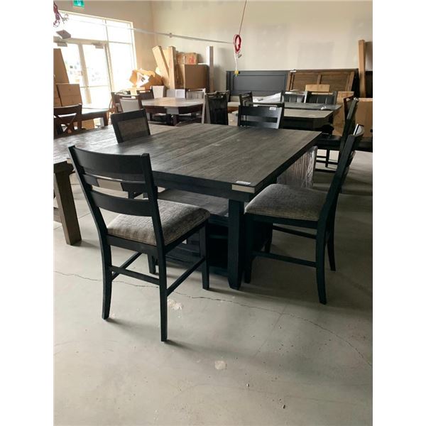 Barnwood Style dinning Table with Storage & 4 upholstered chairs