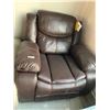 Image 1 : Brown Leather Manual Recliner Chair