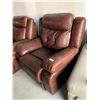 Image 1 : Rawhide Brown Leather overstuffed electric recliner