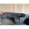 Image 1 : Large Grey Upholstered Modular Sectional Sofa Suite with chaise lounger and neo angle end