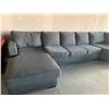Image 3 : Large Grey Upholstered Modular Sectional Sofa Suite with chaise lounger and neo angle end