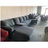 Image 4 : Large Grey Upholstered Modular Sectional Sofa Suite with chaise lounger and neo angle end