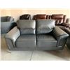 Image 2 : Grey curved Arm Leather Contemporary double seat Loveseat