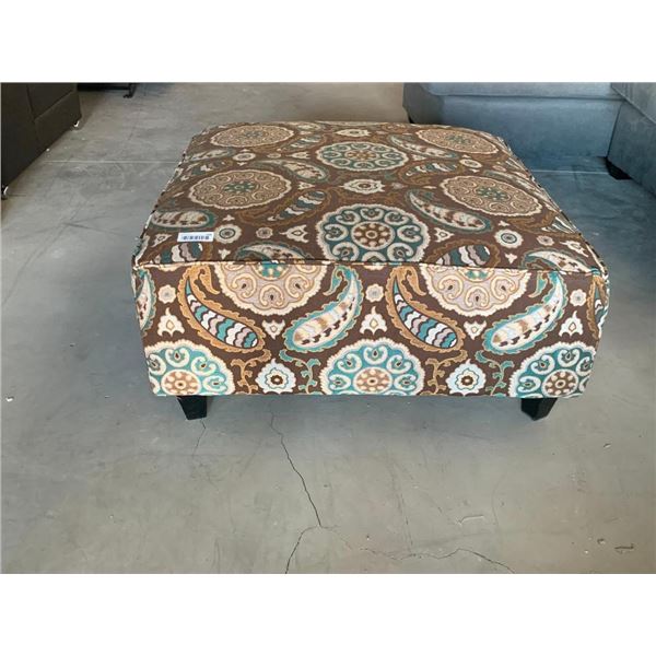 Paisley Multi Tone Upholstered Ottoman