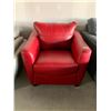 Image 1 : Red Leather overstuffed occasional chair