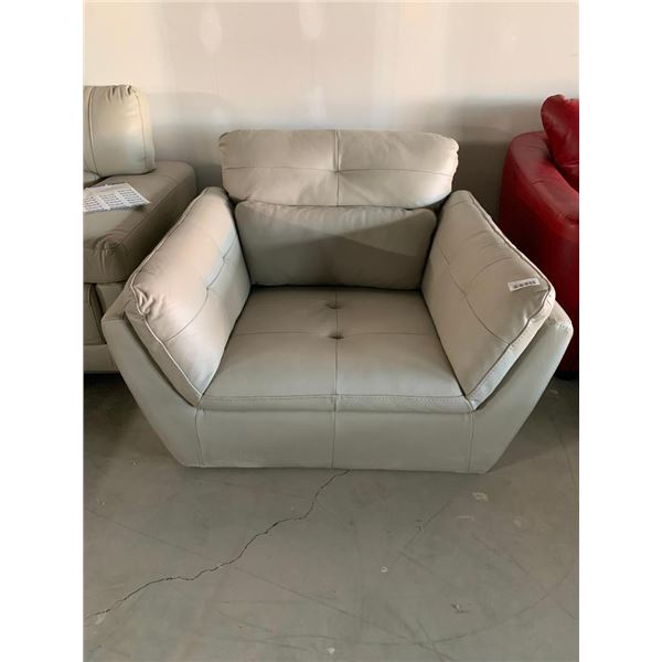 Cream Leather studded swoop ocassional chair