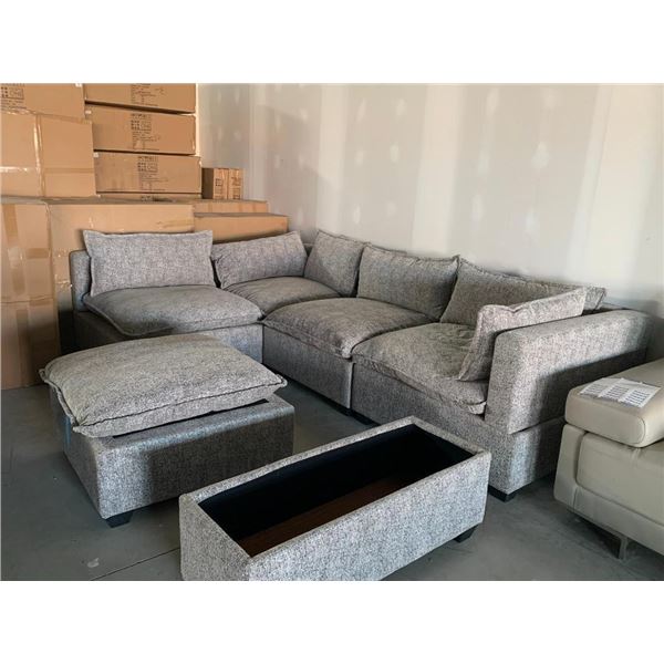 Oversize modular 6 piece grey sectional sofa suite -NEW IN BOX