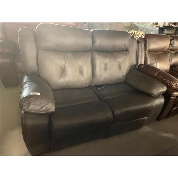Stitched Leather Double Seat Electric Reclining Love Seat with usb ports
