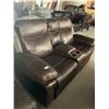 Image 1 : Brown Leather double Seat Reclining Theater Chair Set