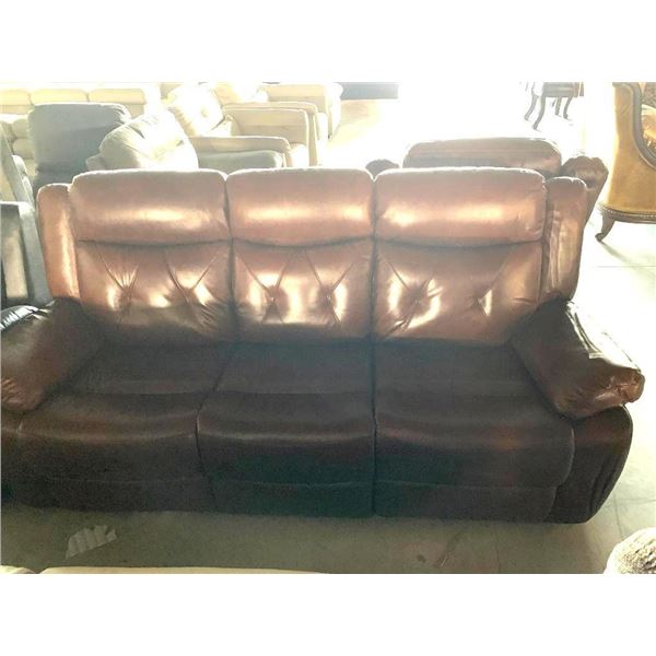 Rawhide Brown Leather Double Seat electric Power Reclining Sofa