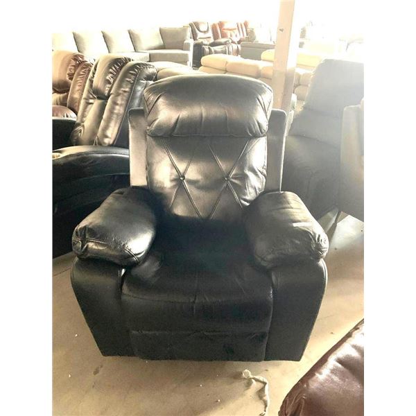 Black Stitched Leather Swivel Reclining rocker Chair