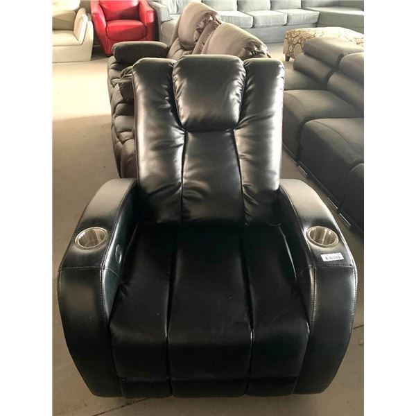 Black Leather Power Reclining Theater Seat