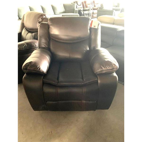 Brown Stitched Leather Recliner Chair