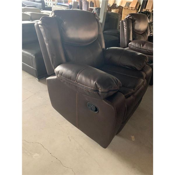 Brown Stitched Leather Recliner Chair