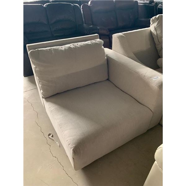 Cream Upholstered one arm side lounge chair