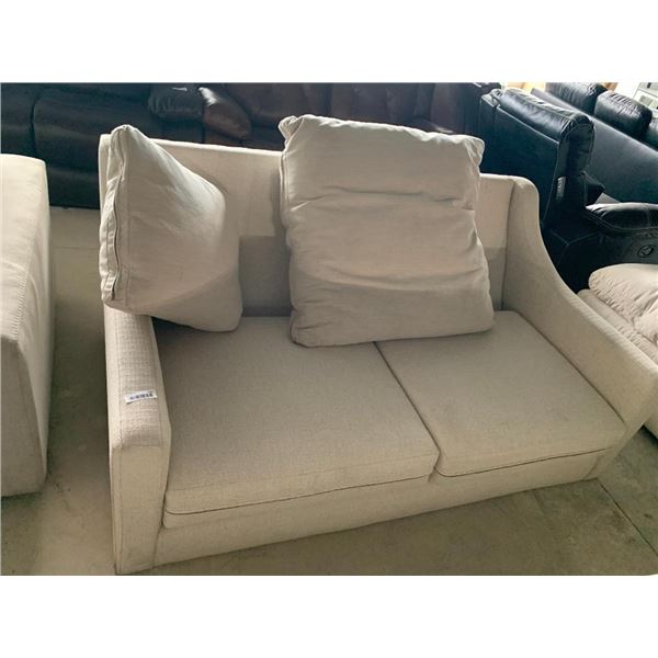 Cream contemporary 2 seat Loveseat upholstered