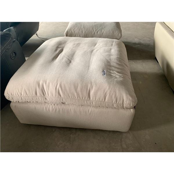 White cotton Linen oversized ottoman