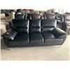Image 1 : Black Leather Sleek Style 3 seat Sofa with chrome legs