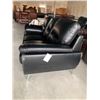 Image 2 : Black Leather Sleek Style 3 seat Sofa with chrome legs