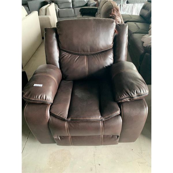 Brown Stitched Leather Power recliner chair
