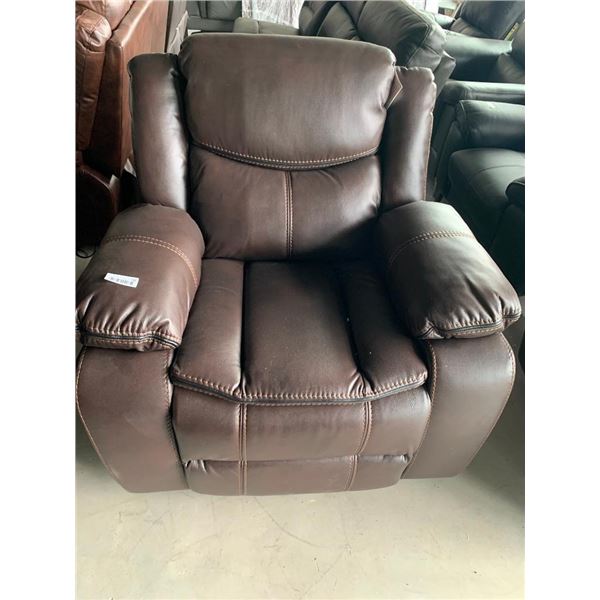 Brown Stitched Leather Power recliner chair