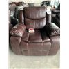 Image 1 : Brown Stitched Leather overstuffed recliner chair