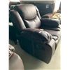 Image 3 : Brown Stitched Leather overstuffed recliner chair