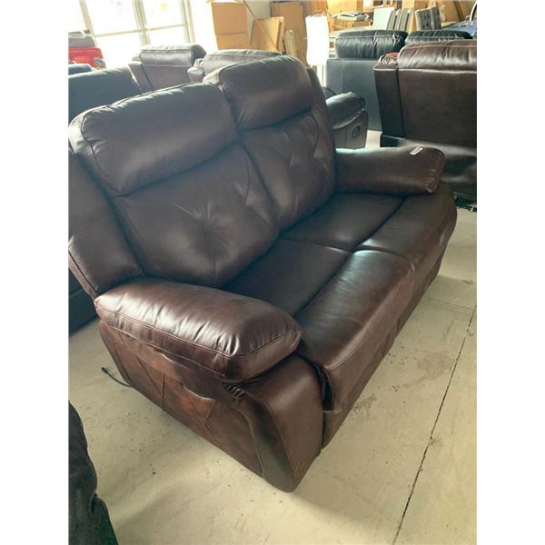 Rawhide Brown Leather 2 seat power reclining loveseat