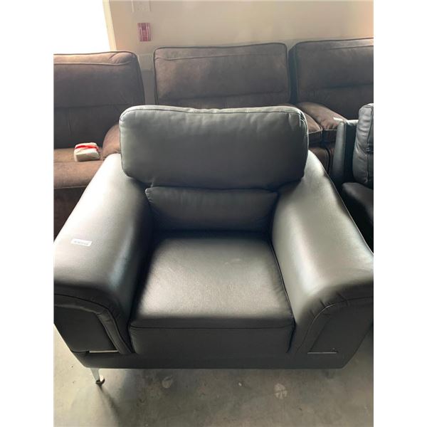 Grey Sleek Styled Leather occasional Chair with chrome legs