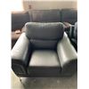 Image 1 : Grey Sleek Styled Leather occasional Chair with chrome legs