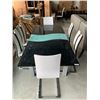 Image 7 : Black Laquer & Glass Dining room Set with 6 leather/chrome chairs