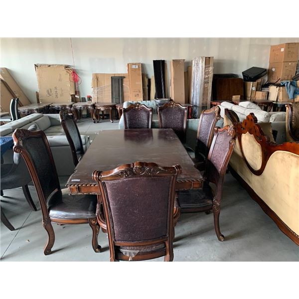 Solid Wood Ornate 7 Piece dining Set with Pedestal Table & 6 matching chairs