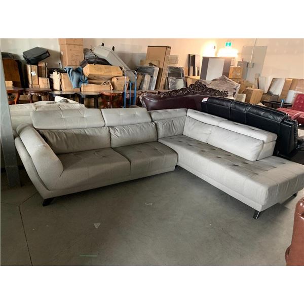 L shaped Sectional Upholstered Cream Sofa Livingroom Suite