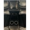 Image 5 : Black Stitched Leather Large double Seat Home Theater Power Reclining Loveseat