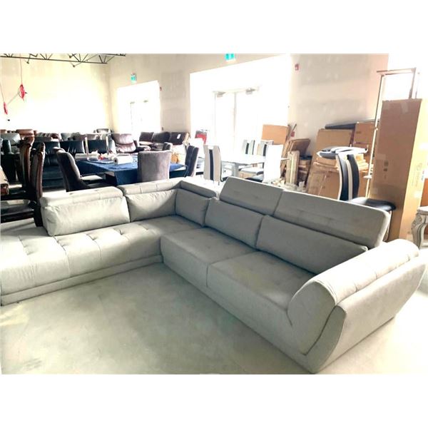 Grey L Shaped Living room Sectional Sofa with adjustable backs